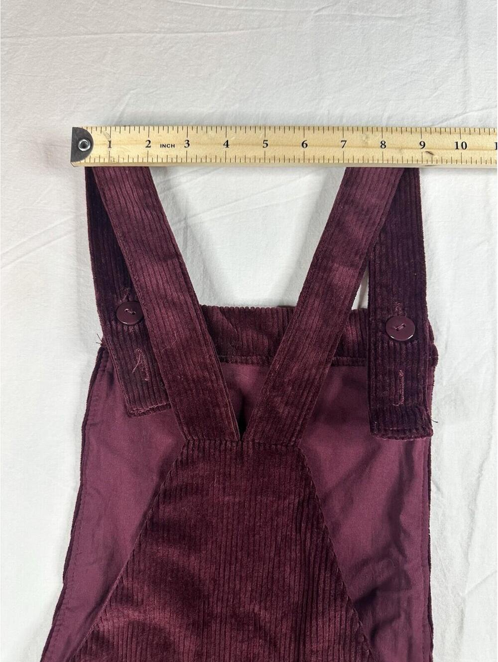 🍷 Vintage Corduroy Overalls Burgundy Wide Leg Jumpsuit S Xhilaration Wide-Leg - Picture 15 of 16